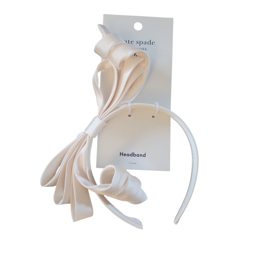 NWT Kate Spade × Target Ivory Ribbon Bow Headband Curly Dainty Party Bridal Chic - Picture 4 of 5
